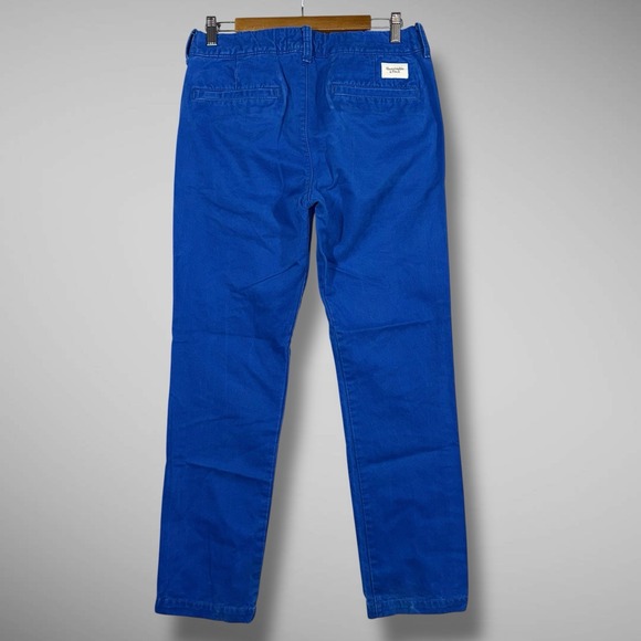 Abercrombie & Fitch Pants Mens 30x30 Blue Chinos Flat Front Cotton Twill - Picture 6 of 13